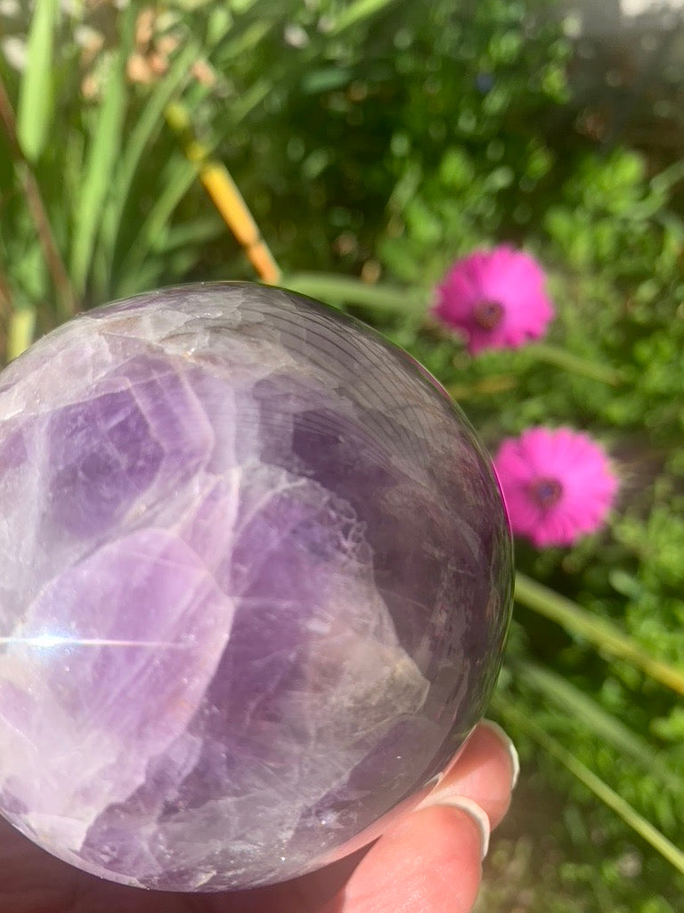 Dream Amethyst with Smokey Quartz Sphere - Madagascar