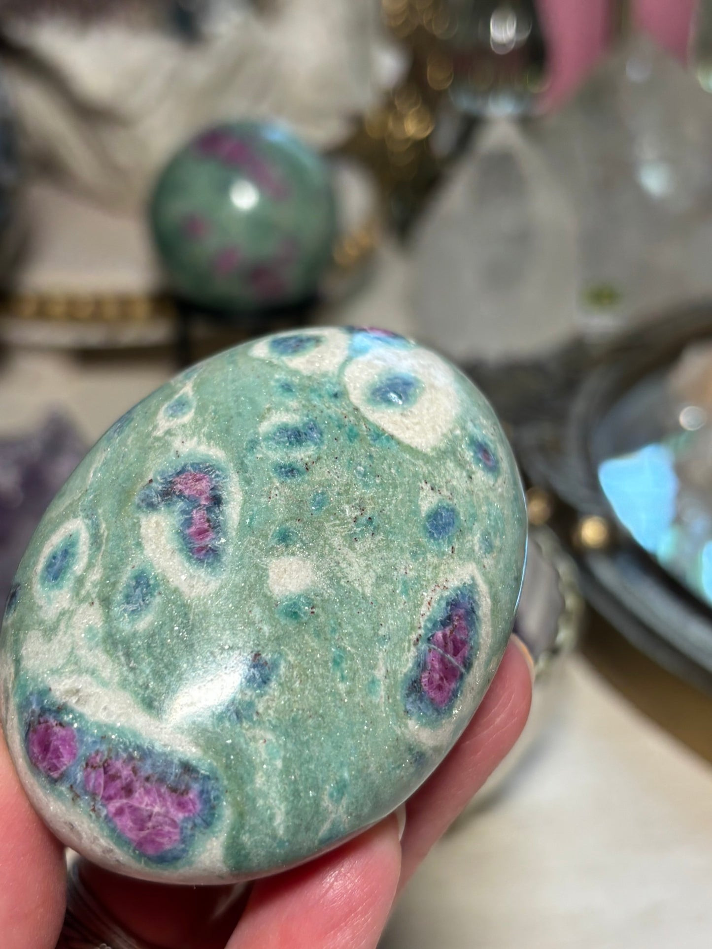 Ruby Fuchsite Palm Stone - India