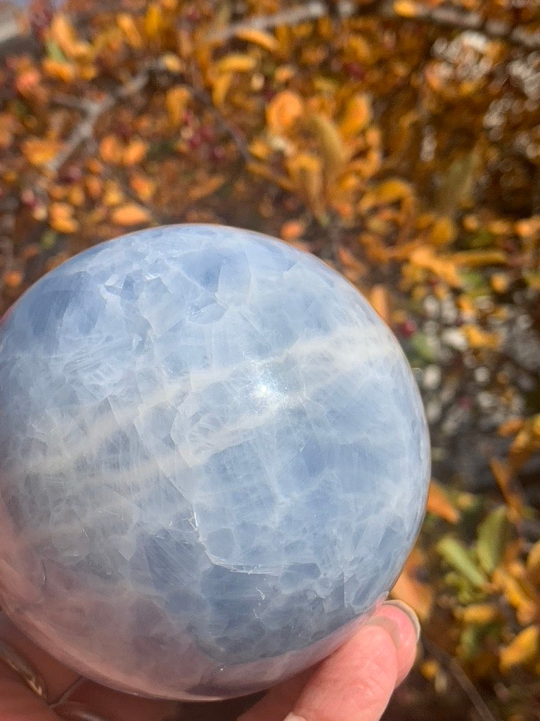 Blue Calcite Sphere - Madagascar