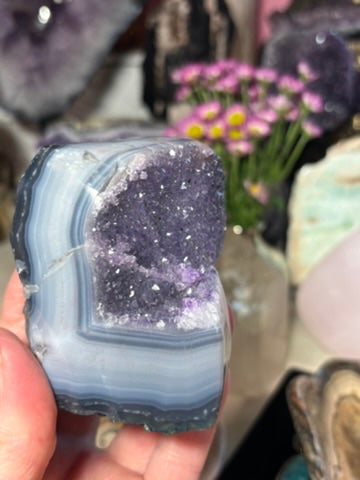 Amethyst Cluster with Banded Agate | Brazil