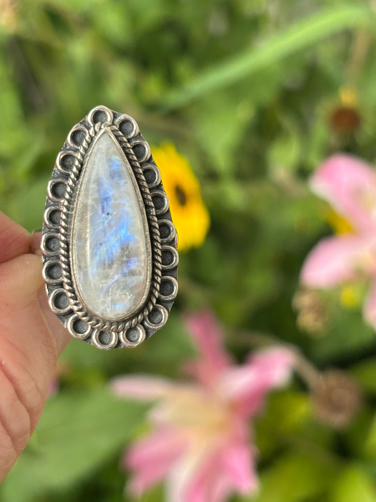Rainbow Moonstone Ring size 9