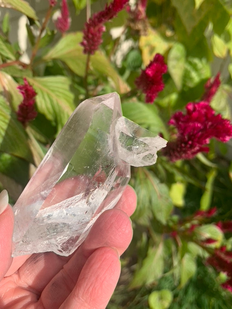 Lemurian Quartz Point with Penetrator and Rainbow