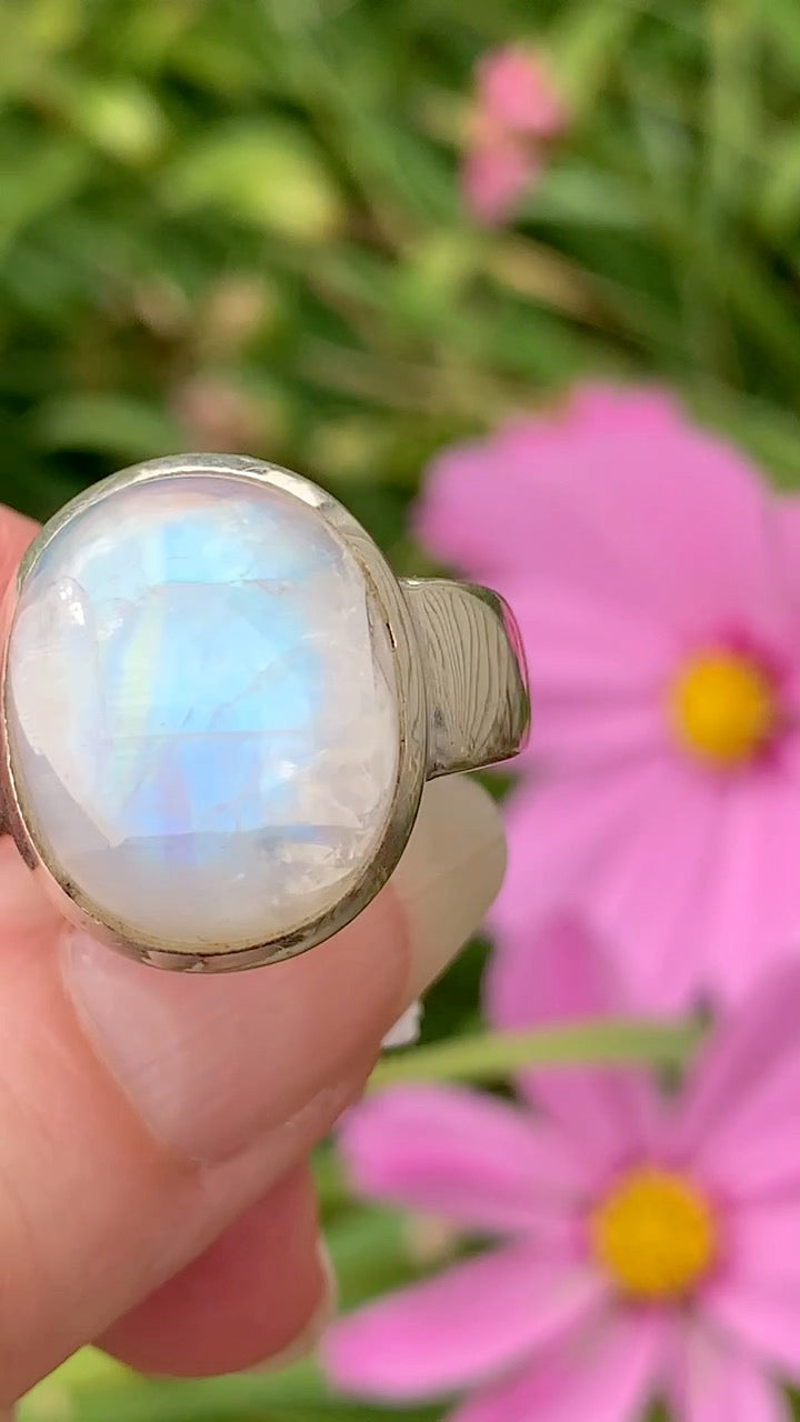 Rainbow Moonstone Ring size 9.5