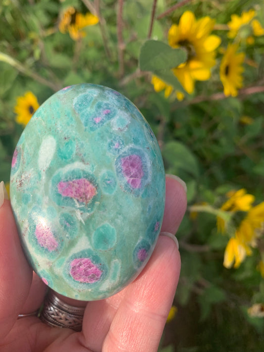 Ruby Fuchsite Palm Stone - India