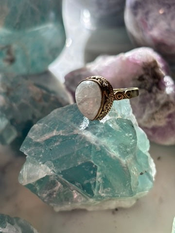 Rainbow Moonstone Ring size 8