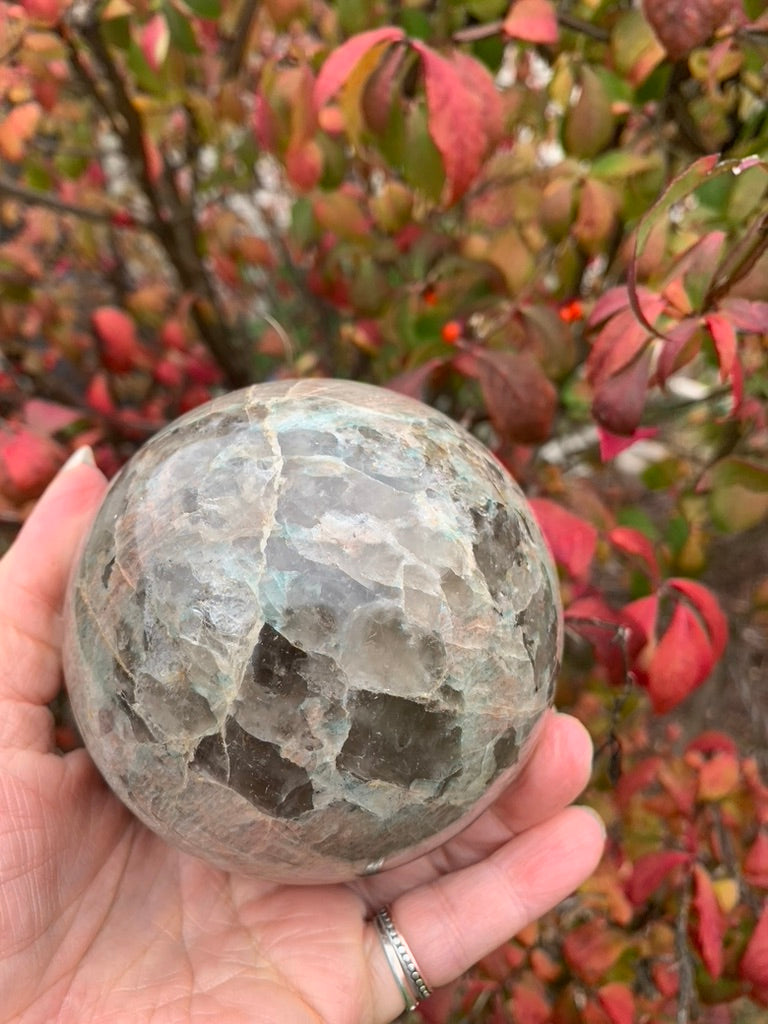 Amazonite with Smokey Quartz Sphere