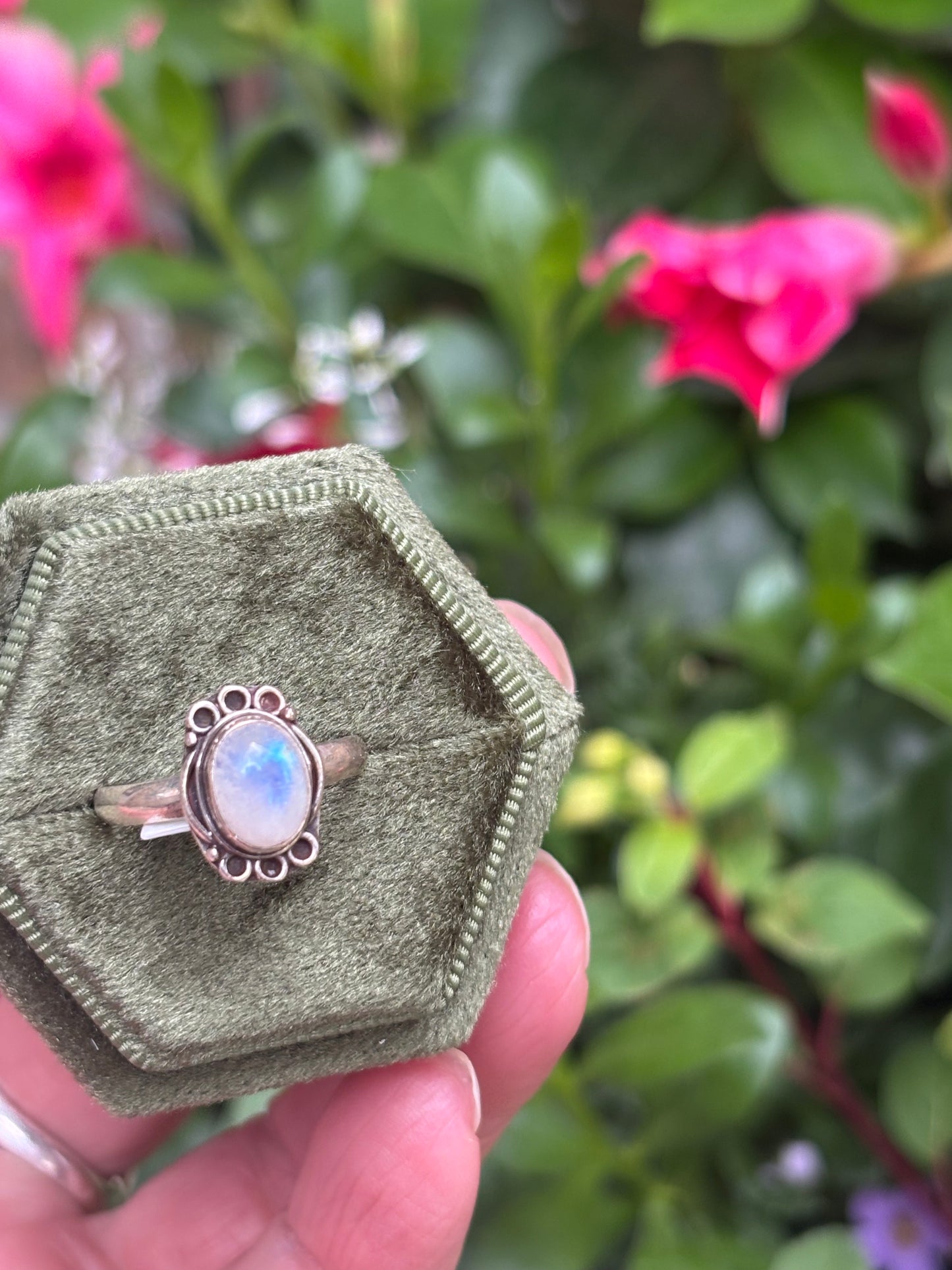 Rainbow Moonstone Ring size 6.25