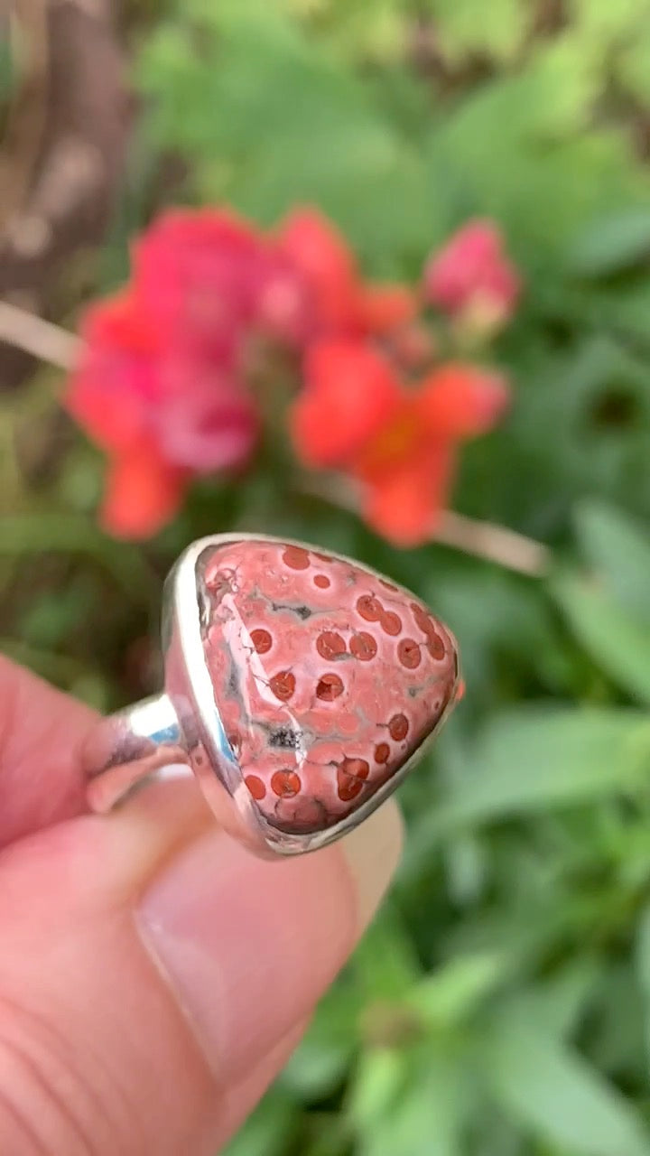 Ocean Jasper Ring Size 8 "Cherries"