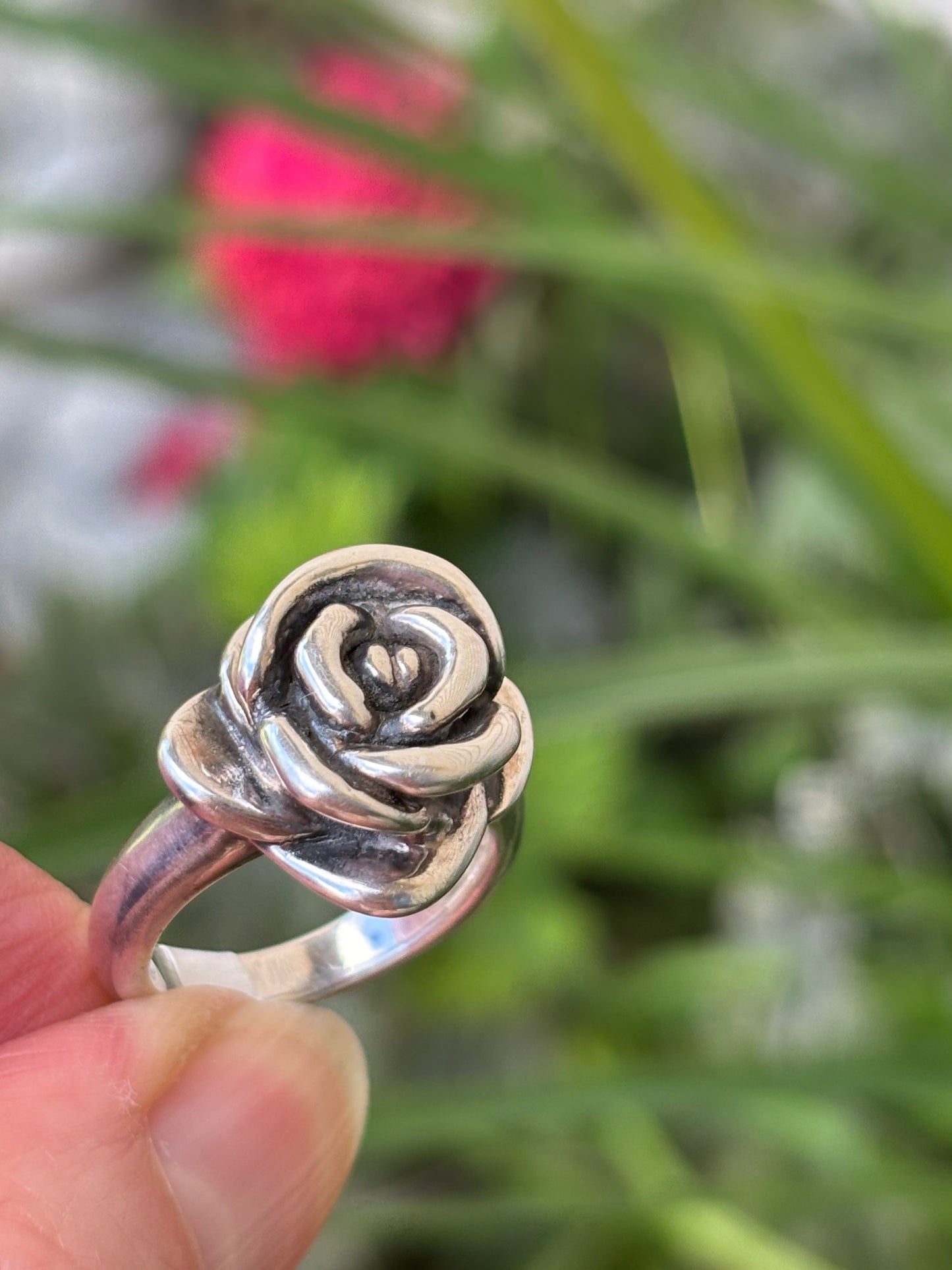 Sterling Silver ROSE Ring 6.5