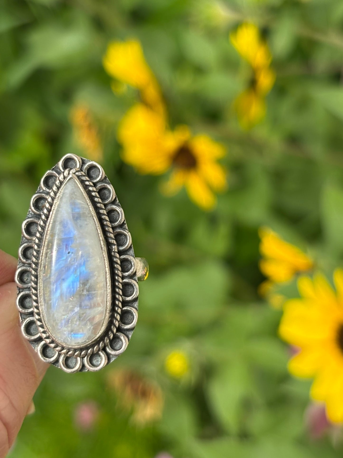 Rainbow Moonstone Ring size 9