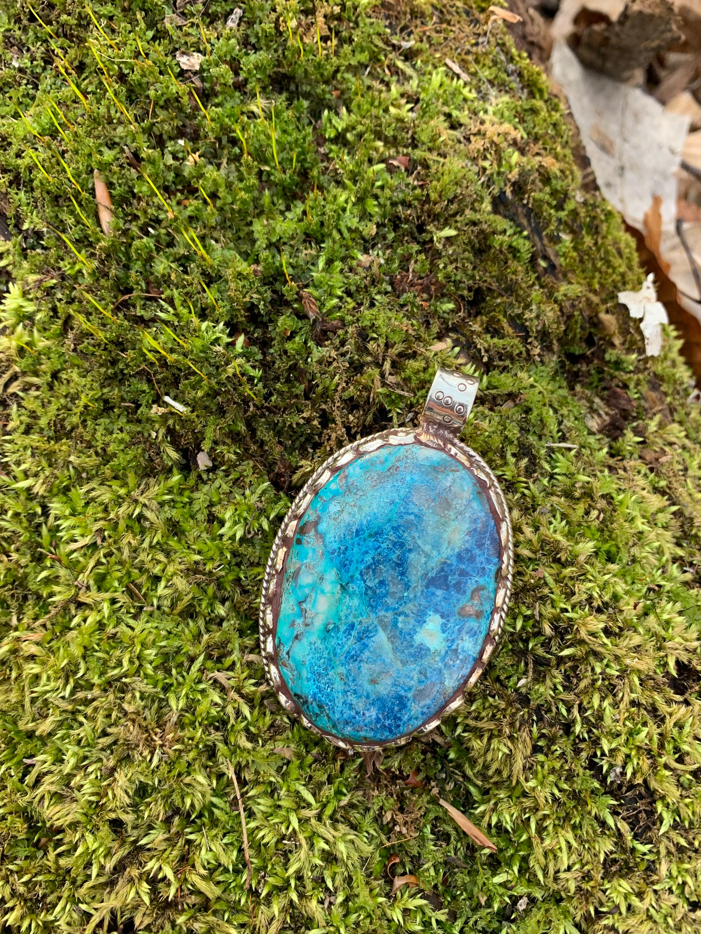 Chrysocolla pendant - Tibetan Silver