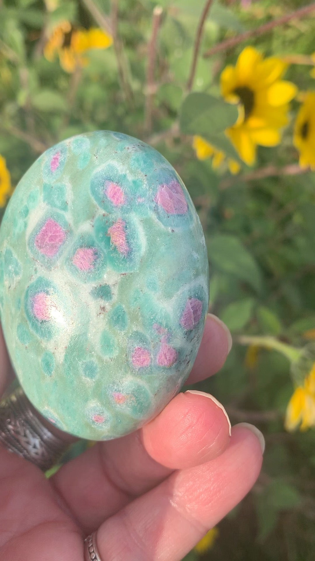 Ruby Fuchsite Palm Stone - India