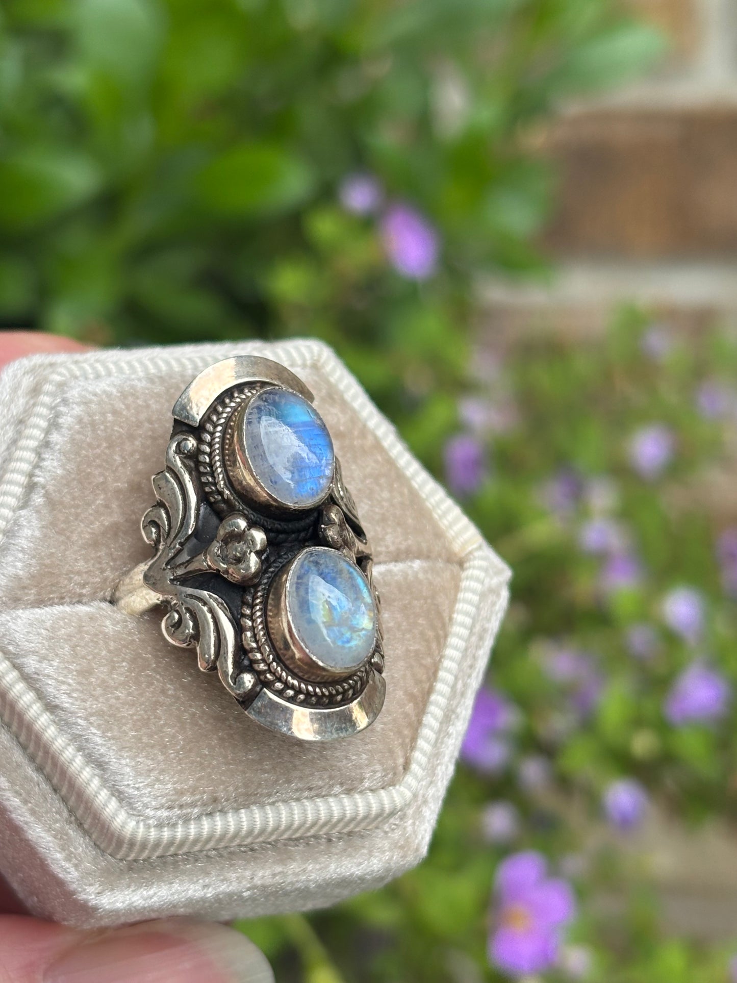 Rainbow Moonstone Ring size 7