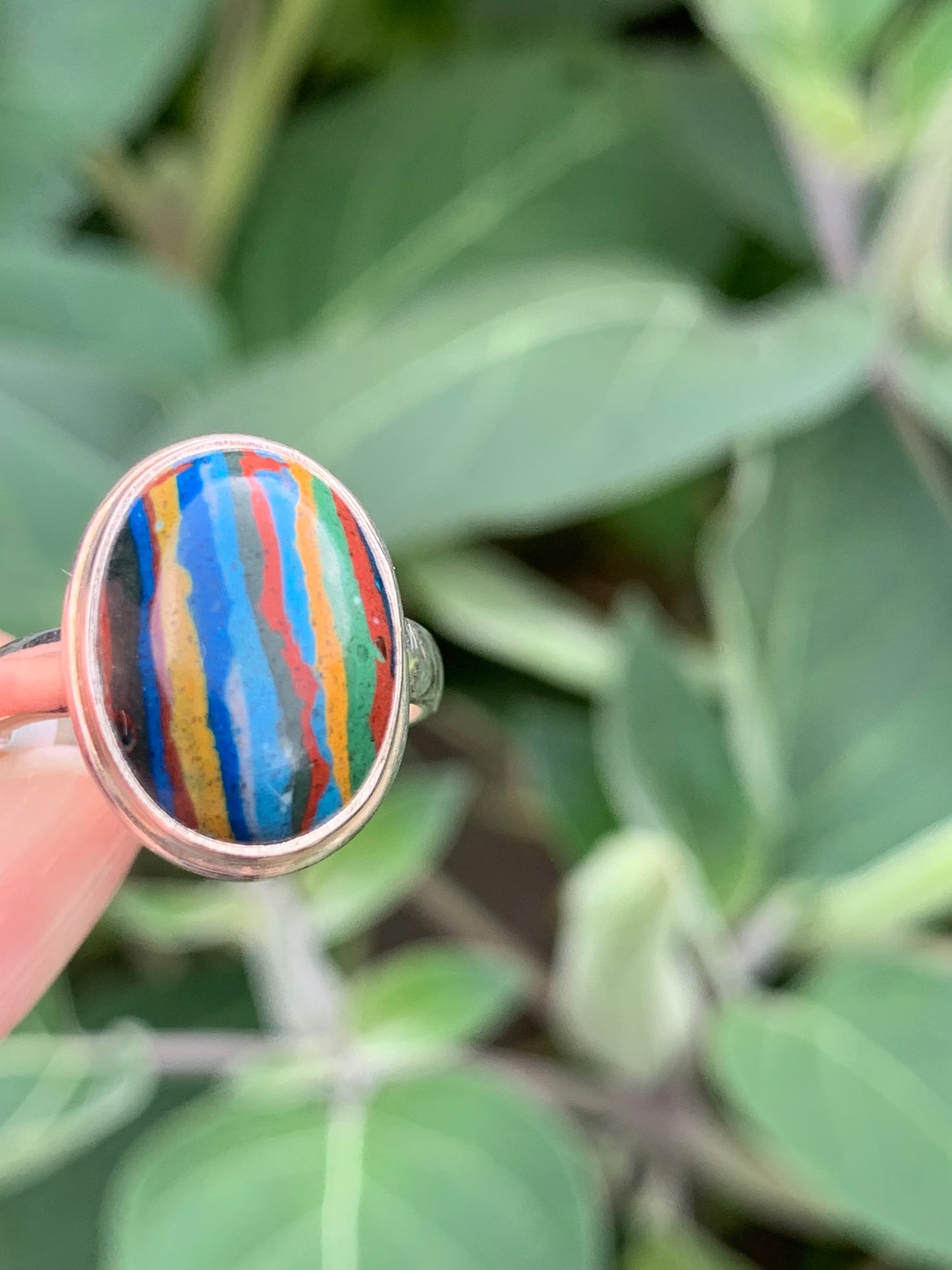 Rainbow Calsillica Ring size 7