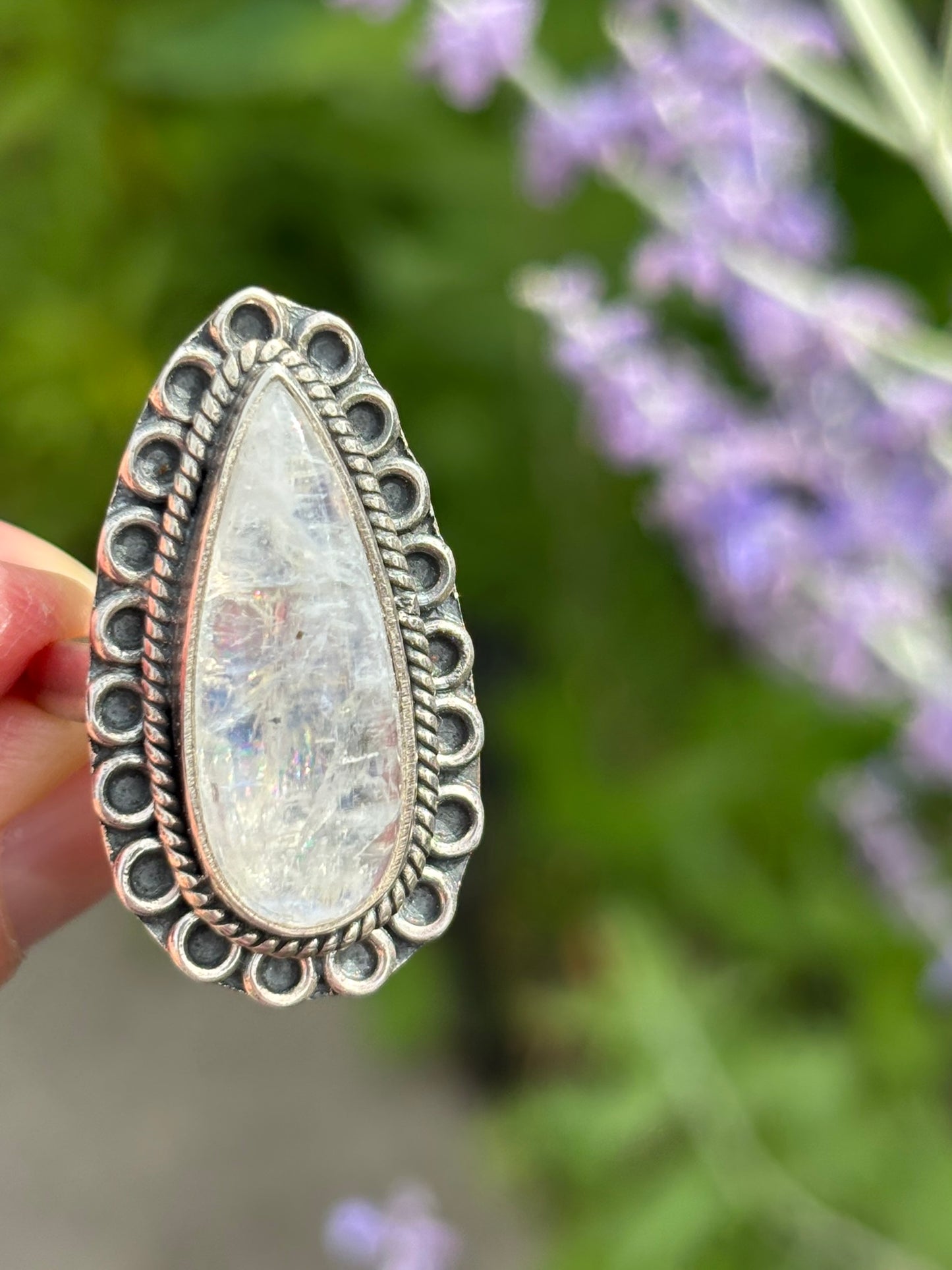 Rainbow Moonstone Ring size 9