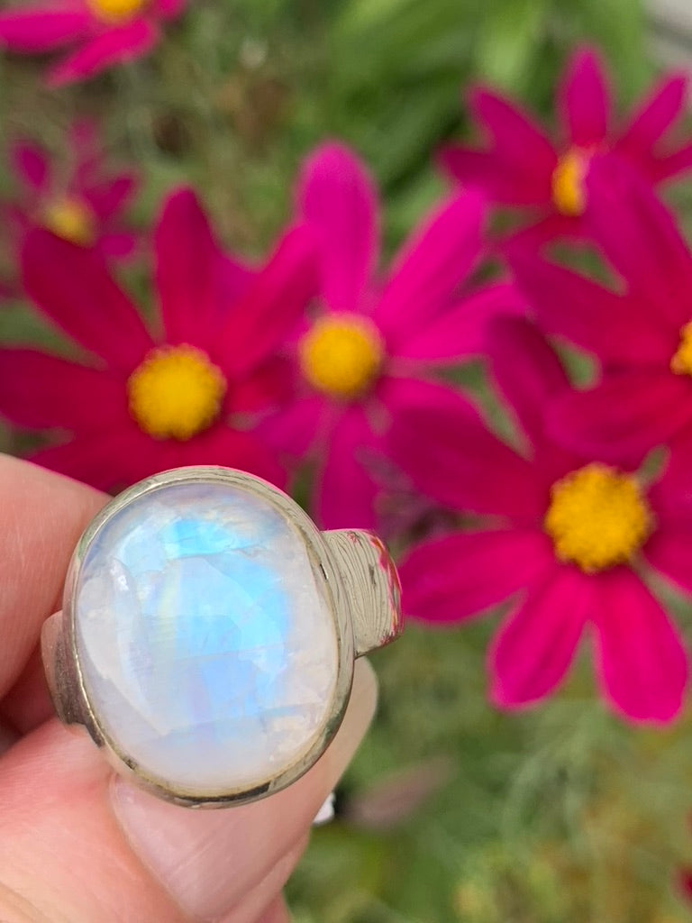 Rainbow Moonstone Ring size 9.5