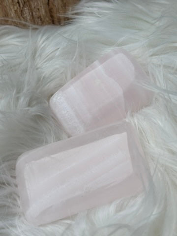 Pink Mangano Calcite - SET OF TWO - Palm Stone - Pakistan