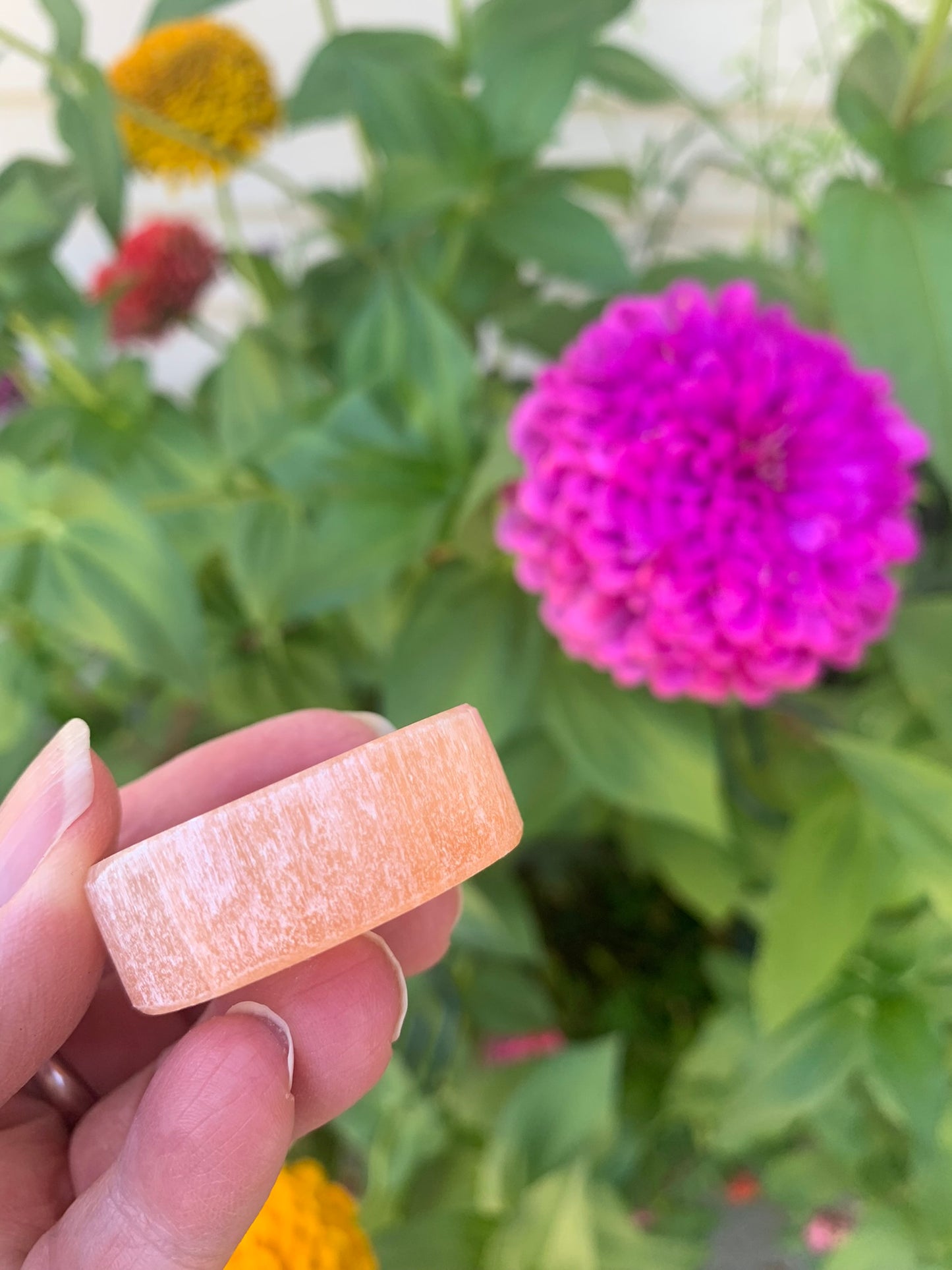 Peach Selenite Sphere Stand