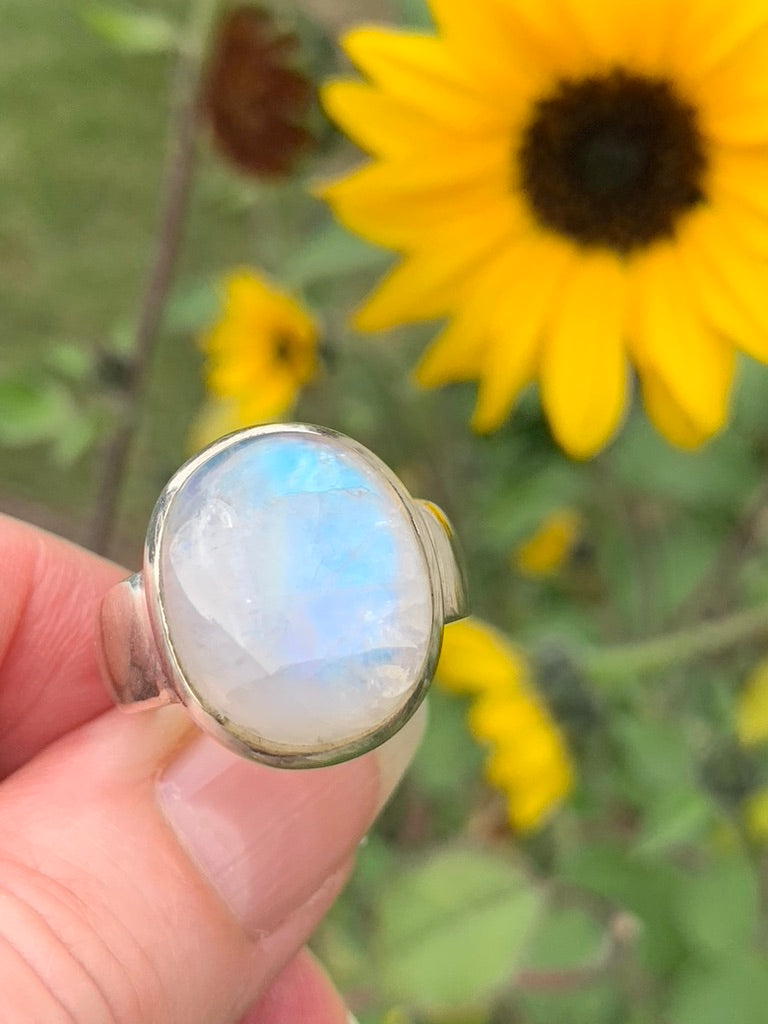 Rainbow Moonstone Ring size 9.5