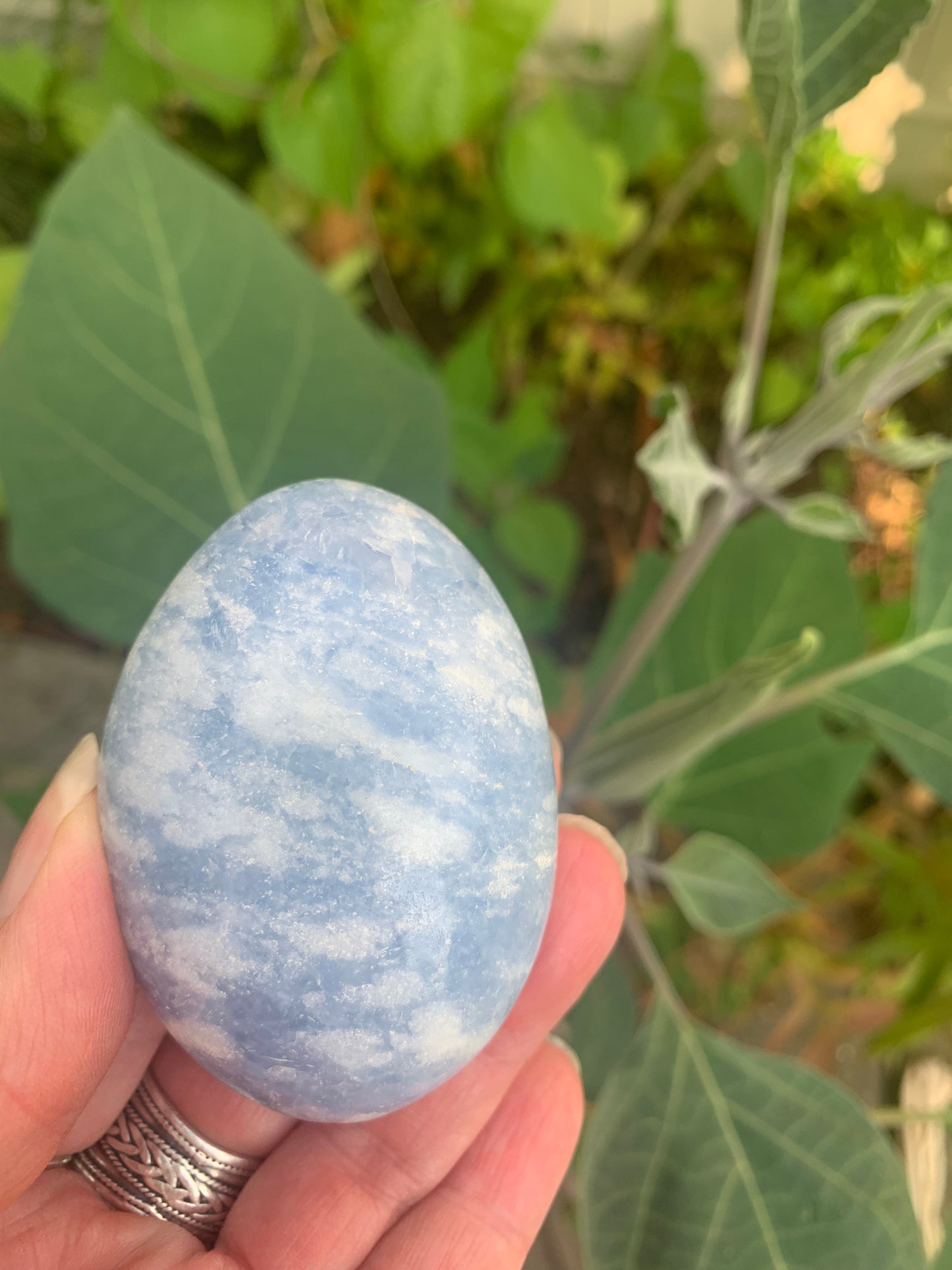 Blue Calcite Palm Stone