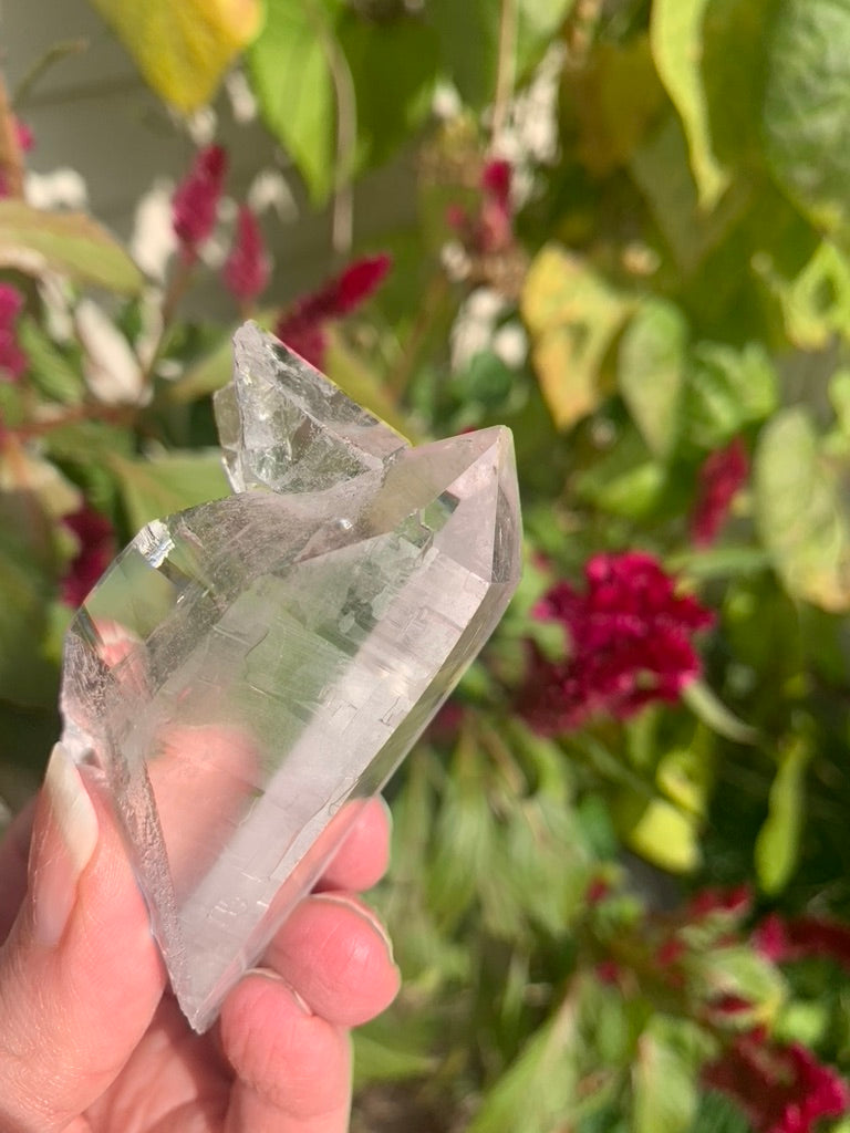 Lemurian Quartz Point with Penetrator and Rainbow