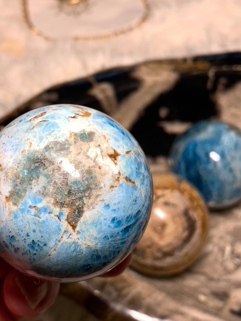 Blue Apatite Sphere - Madagascar