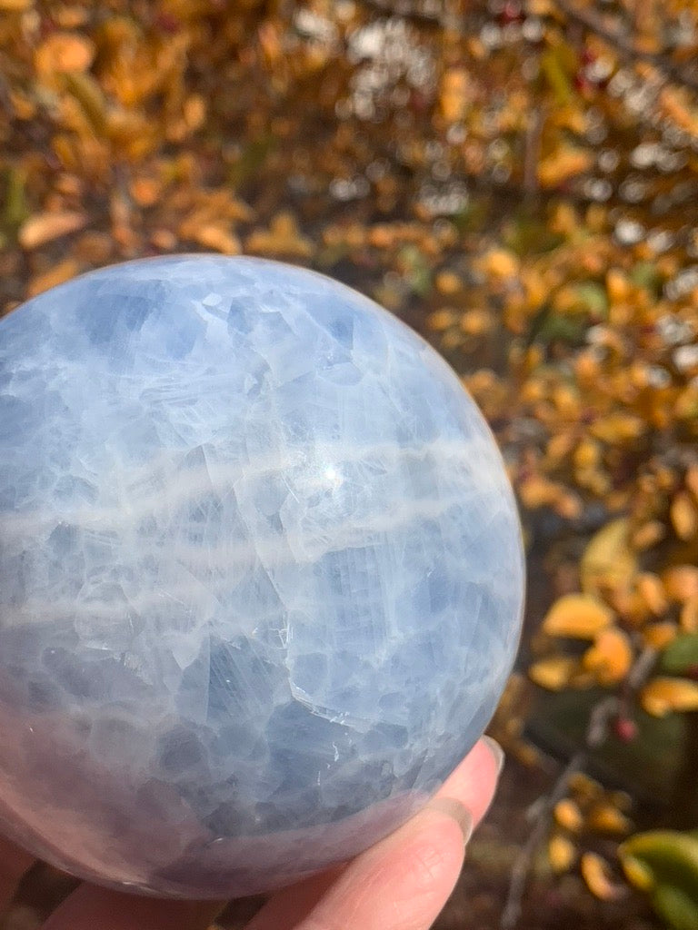 Blue Calcite Sphere - Madagascar