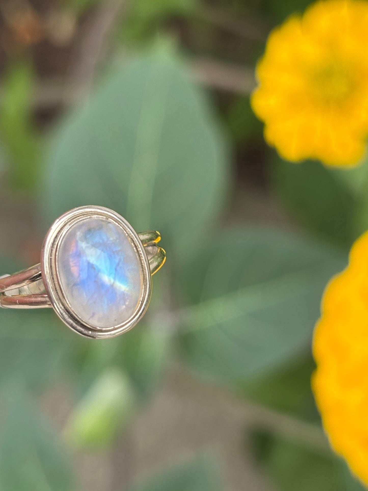 Rainbow Moonstone Ring size 7