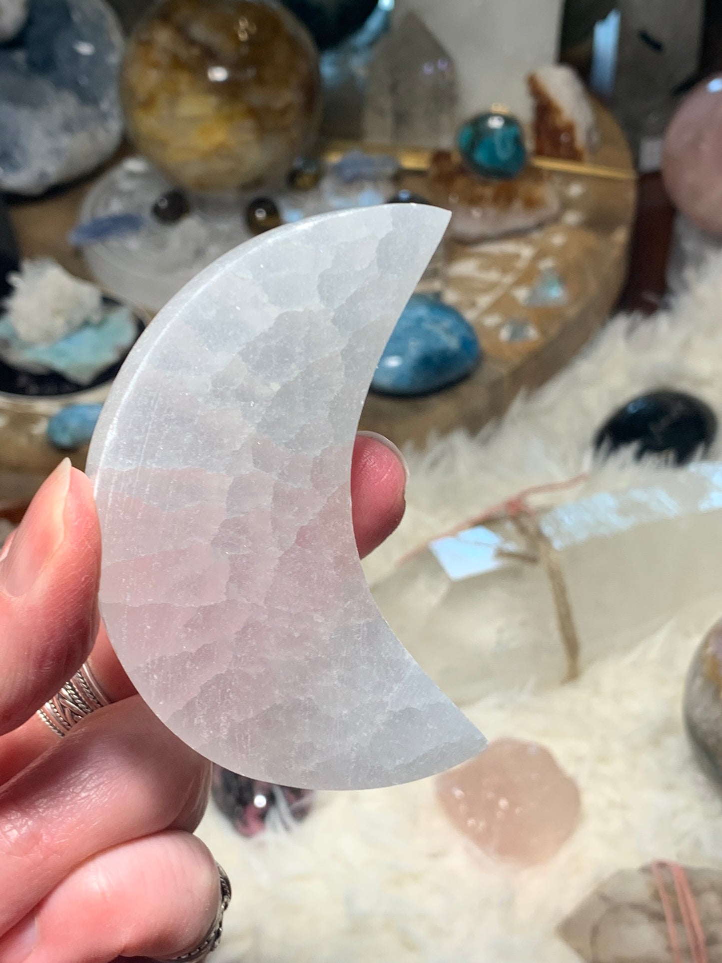 Selenite Moon Charging Plate