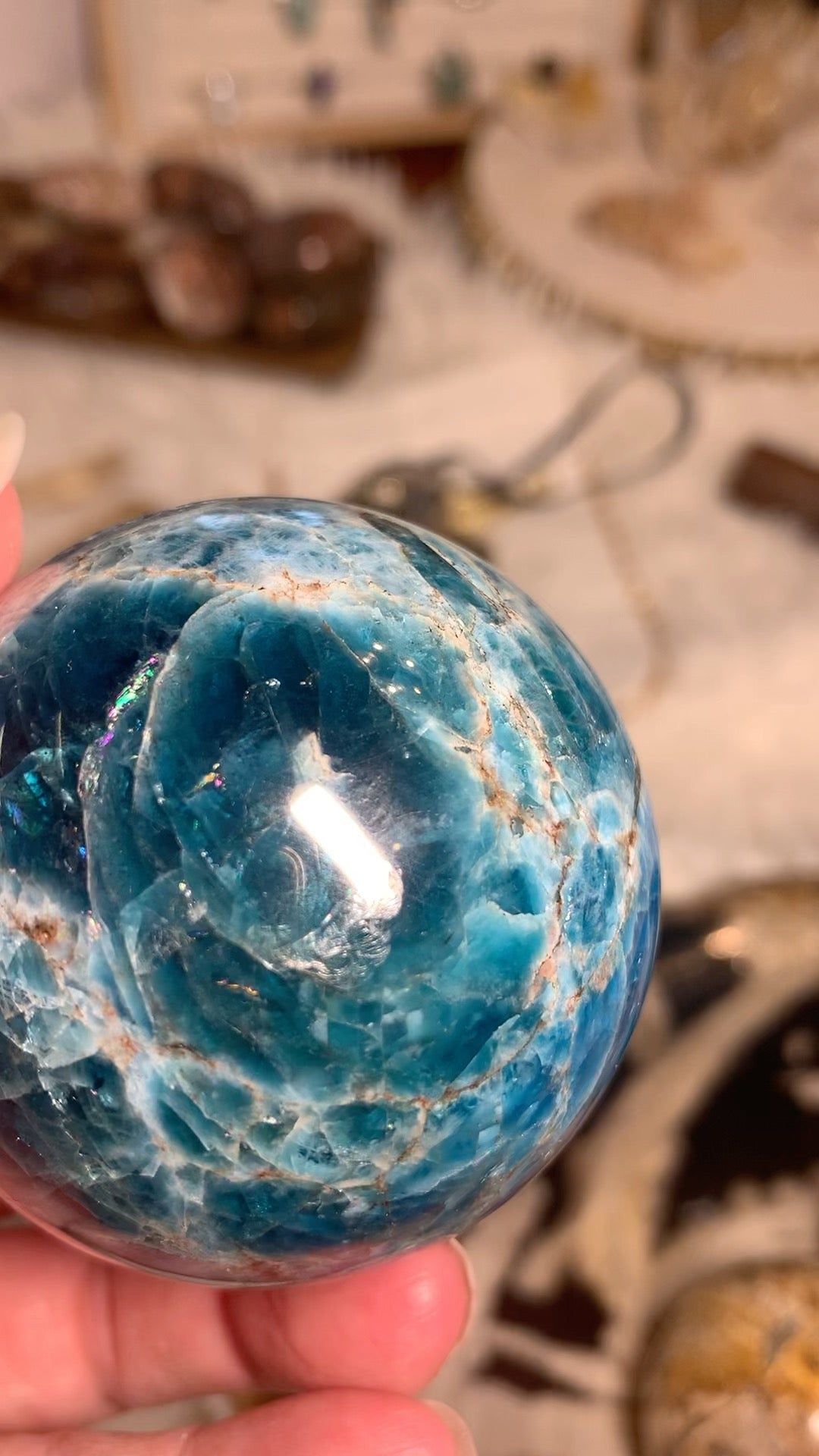 Blue Apatite Sphere