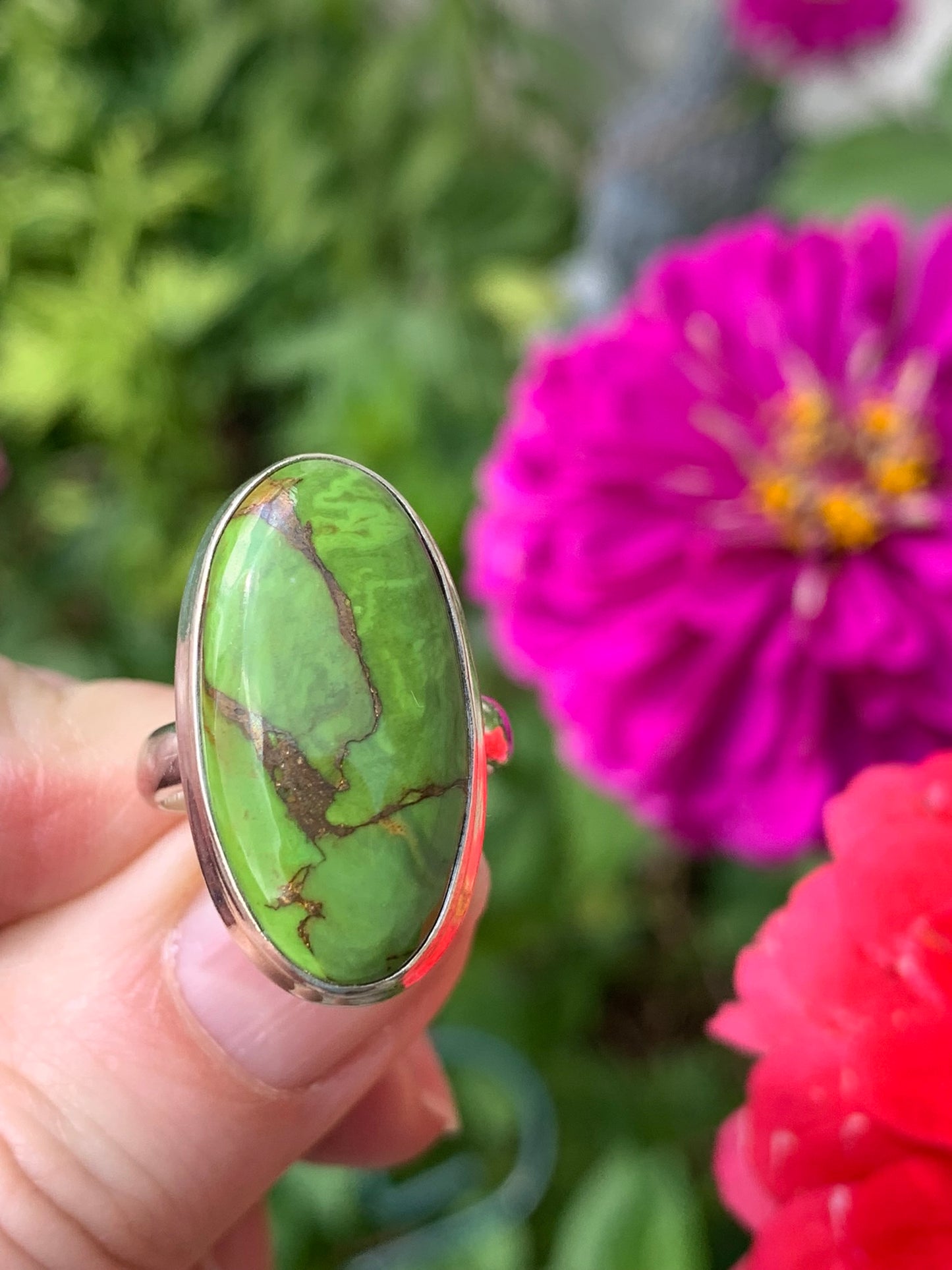 Green Copper Mojave Turquoise - Ring Size 6