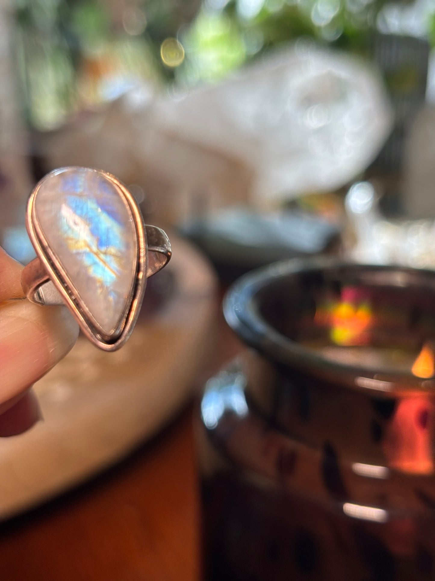 Rainbow Moonstone Ring size 7