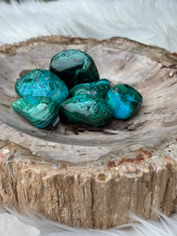 Malachite Chrysocolla - tumble - Congo