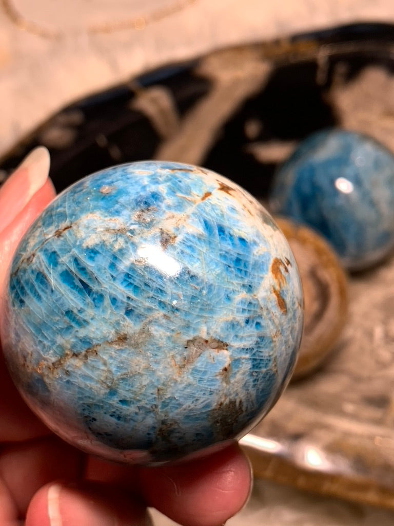 Blue Apatite Sphere - Madagascar