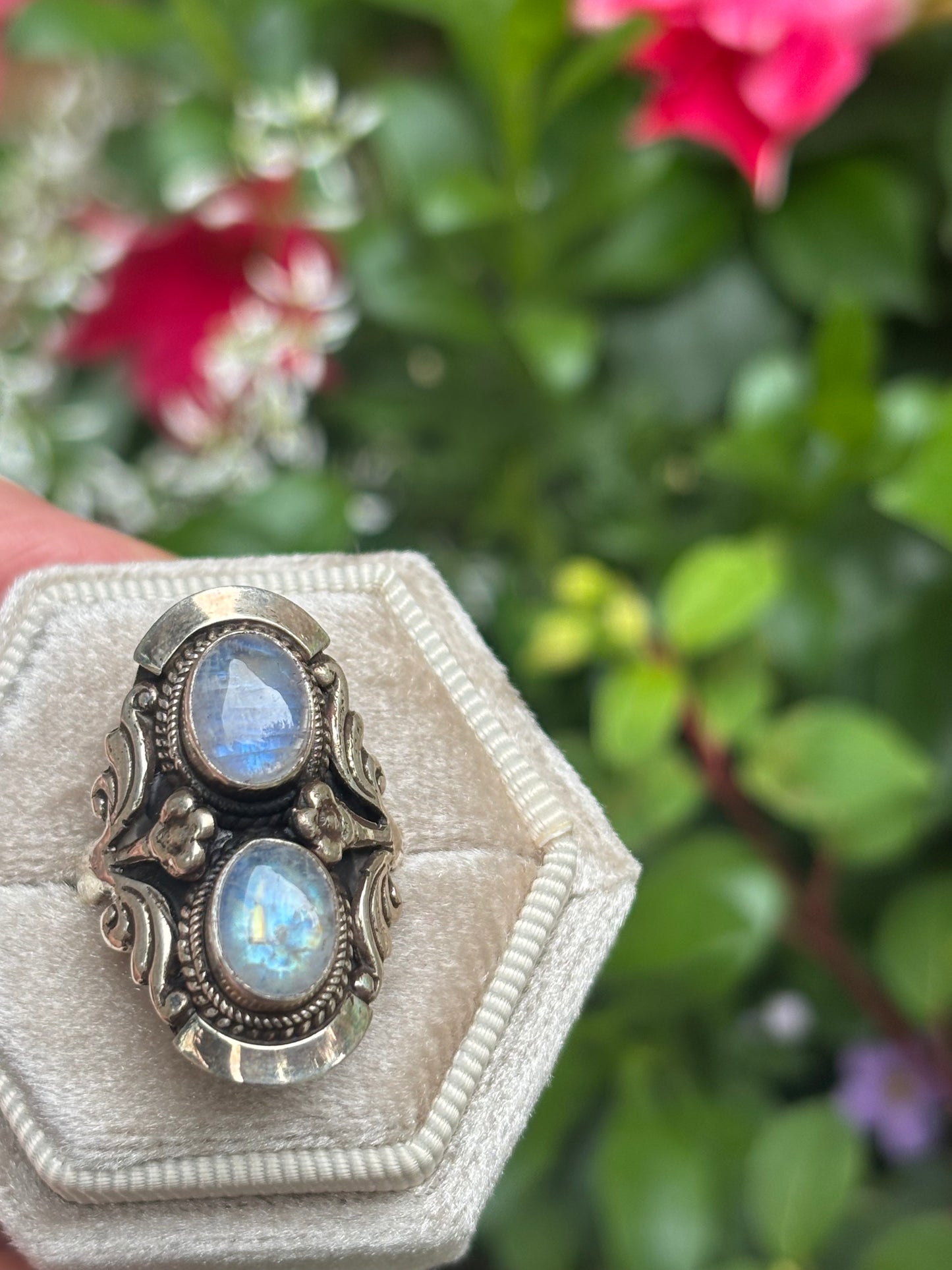 Rainbow Moonstone Ring size 7