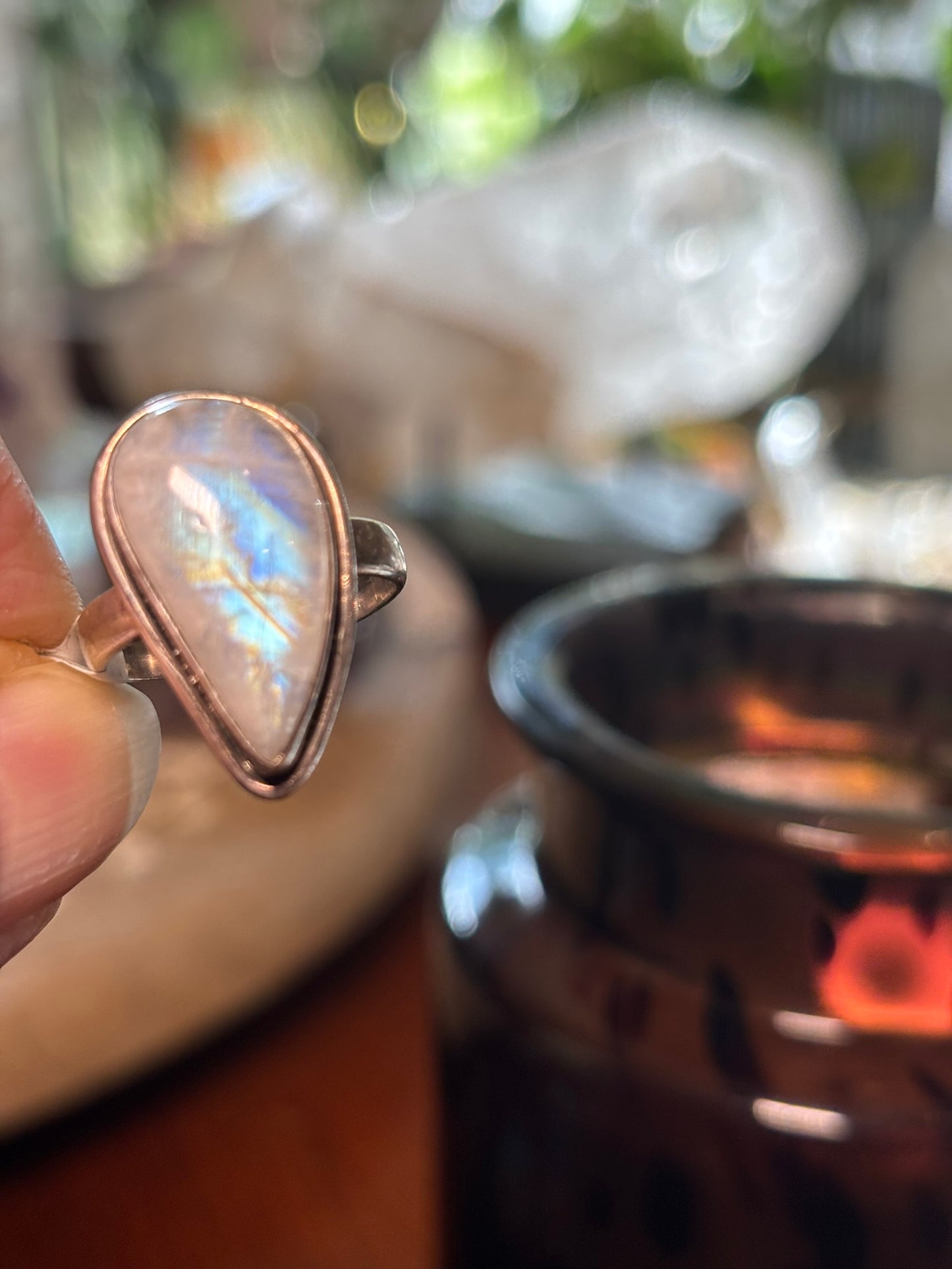 Rainbow Moonstone Ring size 7