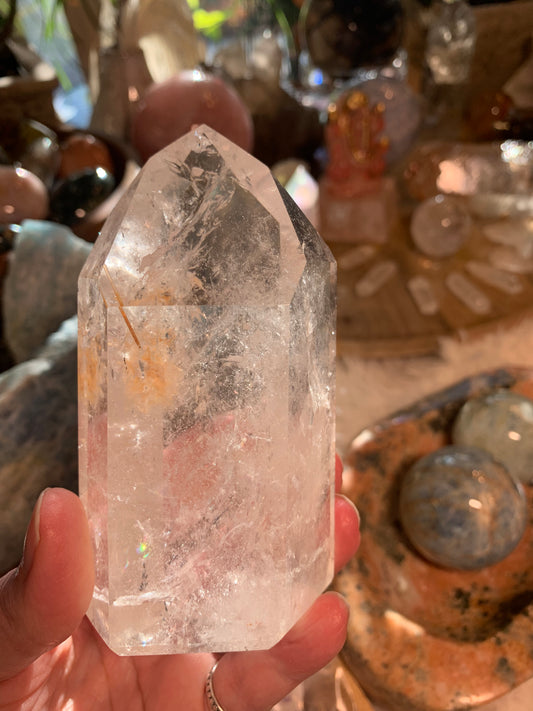 Rutilated Polished Lemurian Quartz Generator - Bi Color - Brazil