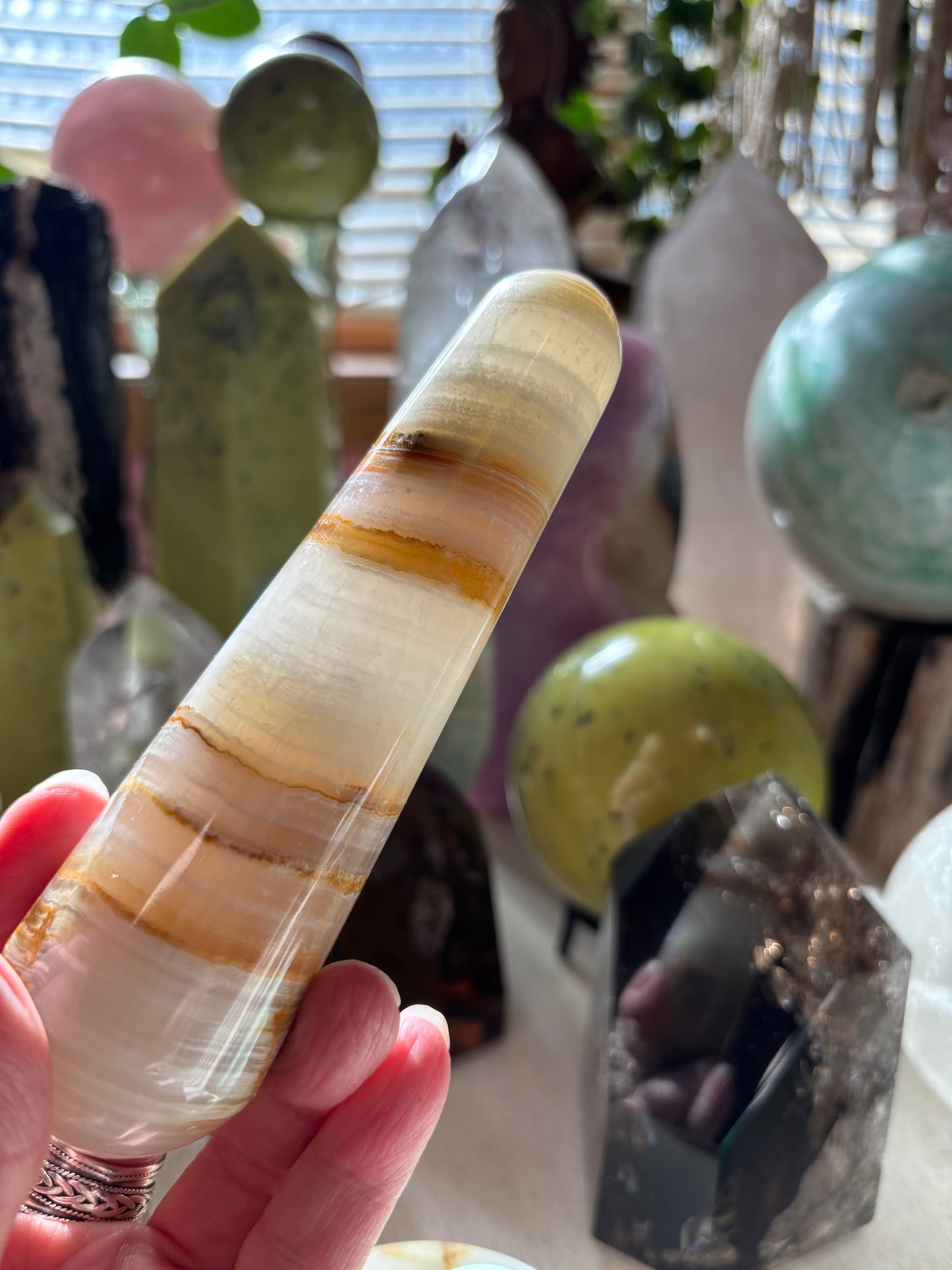 Watermelon Calcite - Massage Wand - Pakistan