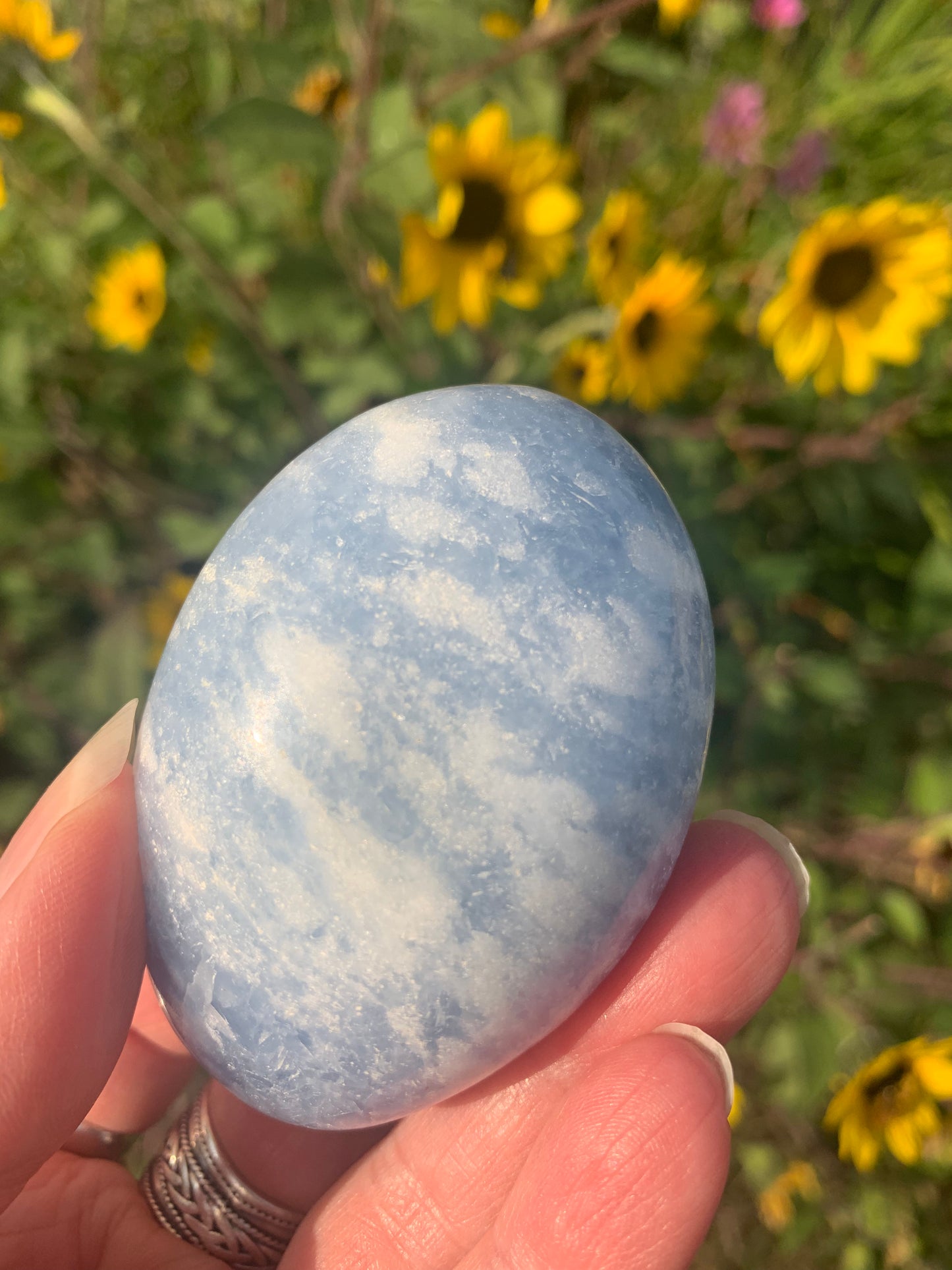 Blue Calcite Palm Stone