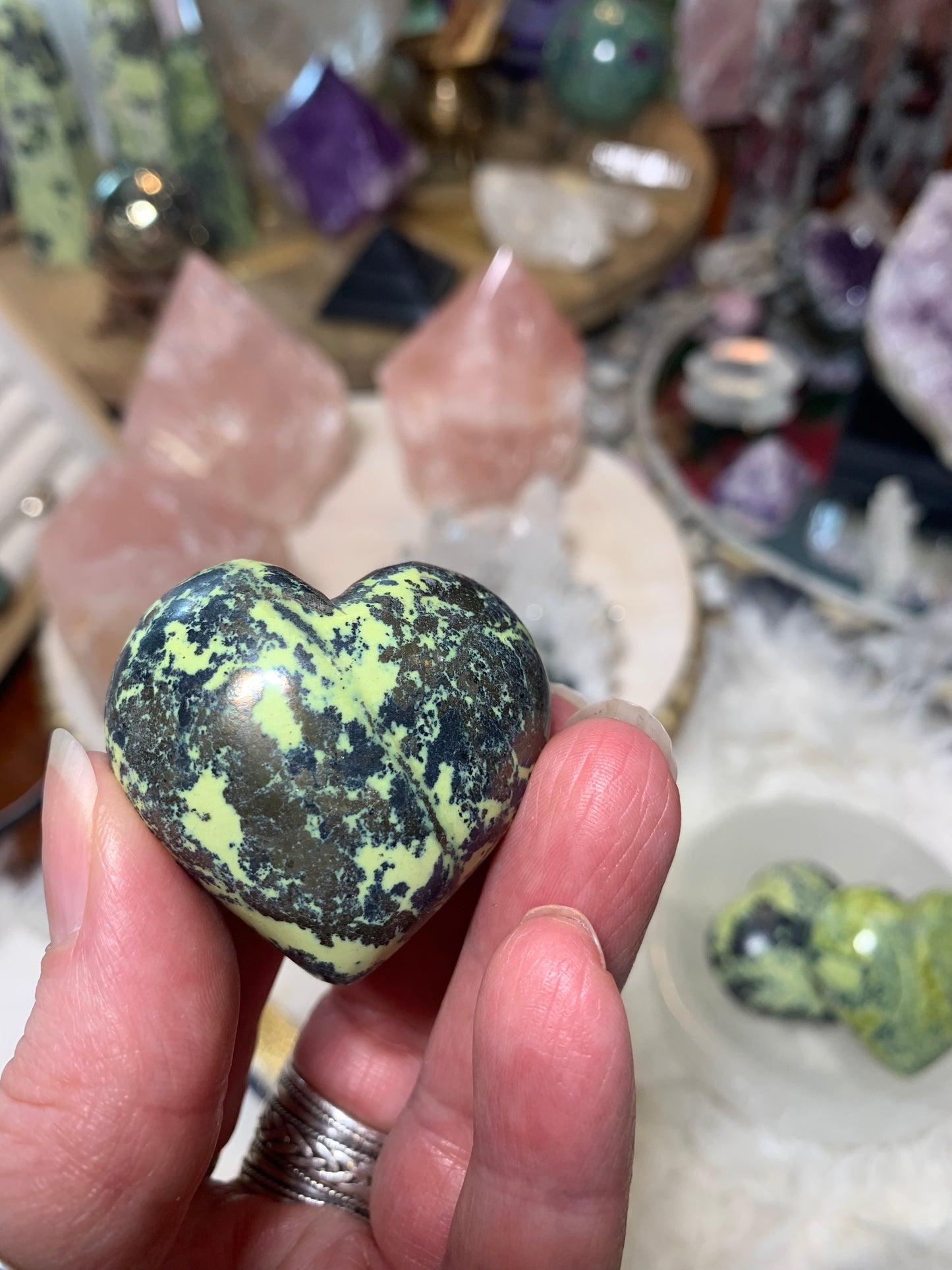 Serpentine with Pyrite heart - Peru