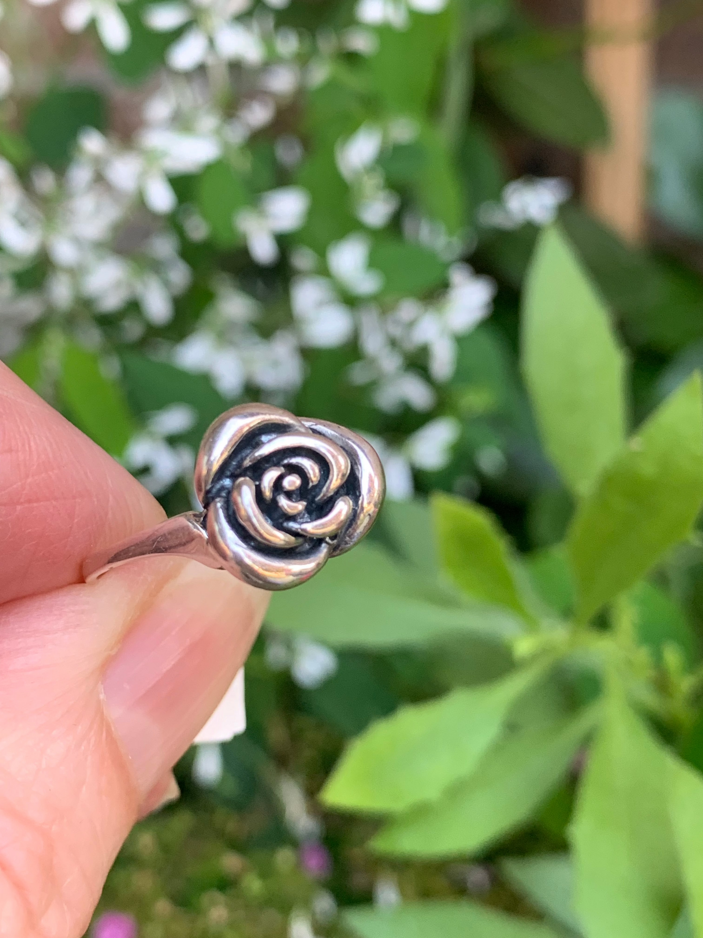 Sterling Silver ROSE Ring 8.5