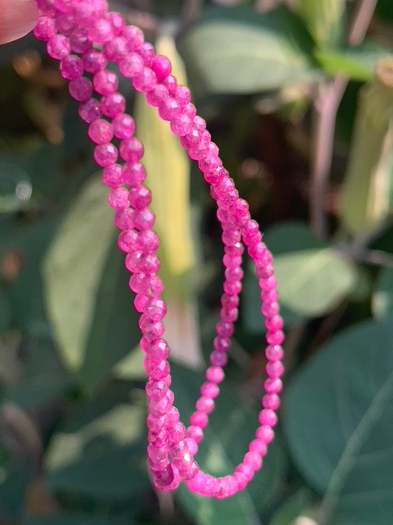 Ruby Faceted Gemstone Necklace - 925 Sterling Silver clasp