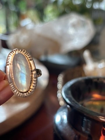Rainbow Moonstone Ring size 9