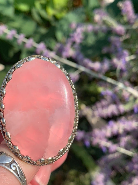 Rose Quartz ring - Tibetan Silver