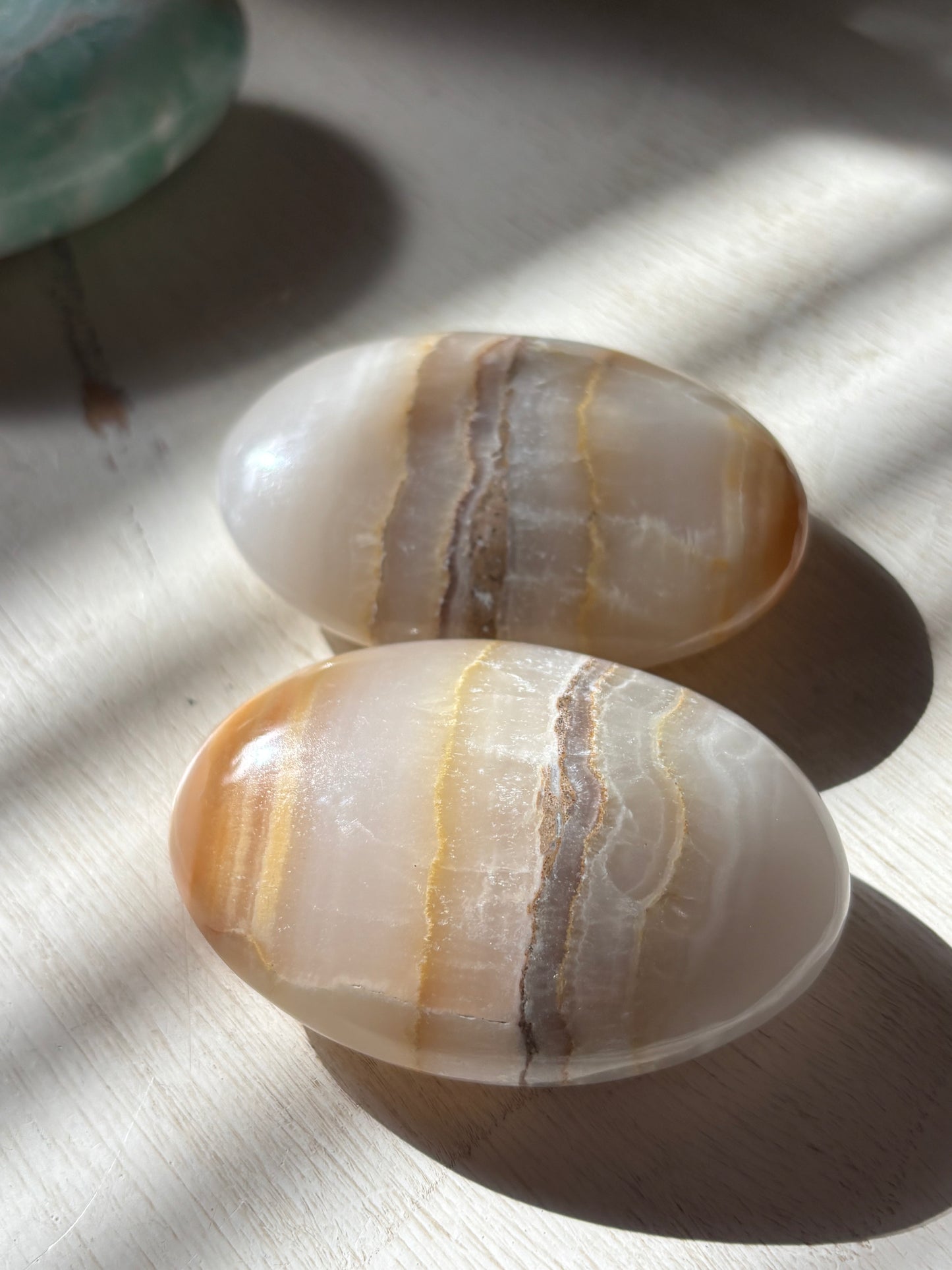 Watermelon Calcite - Large Palm Stone | Pakistan