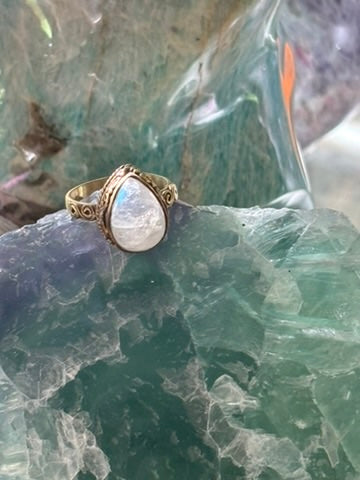 Rainbow Moonstone Ring size 8
