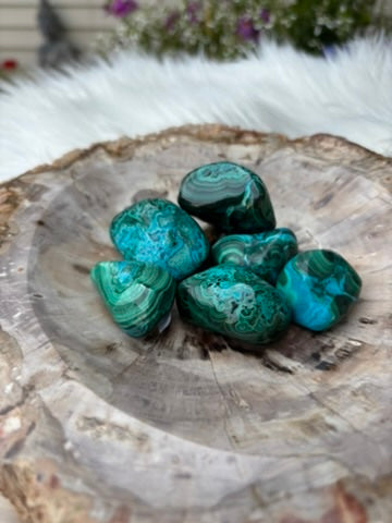 Malachite Chrysocolla - tumble - Congo