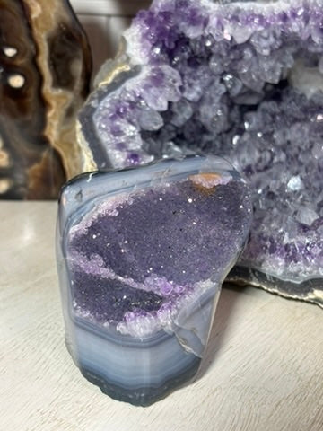 Amethyst Cluster with Banded Agate | Brazil