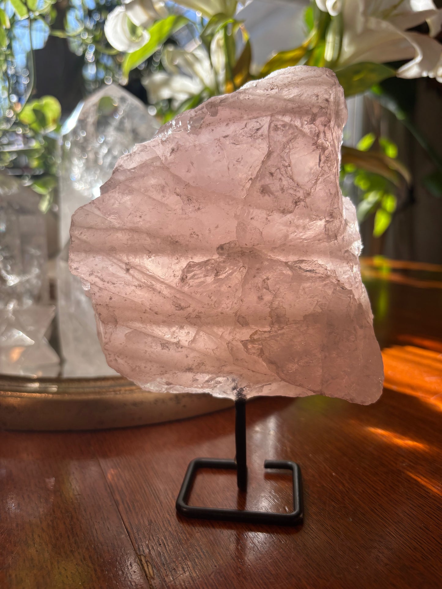 Rose Quartz - natural on stand