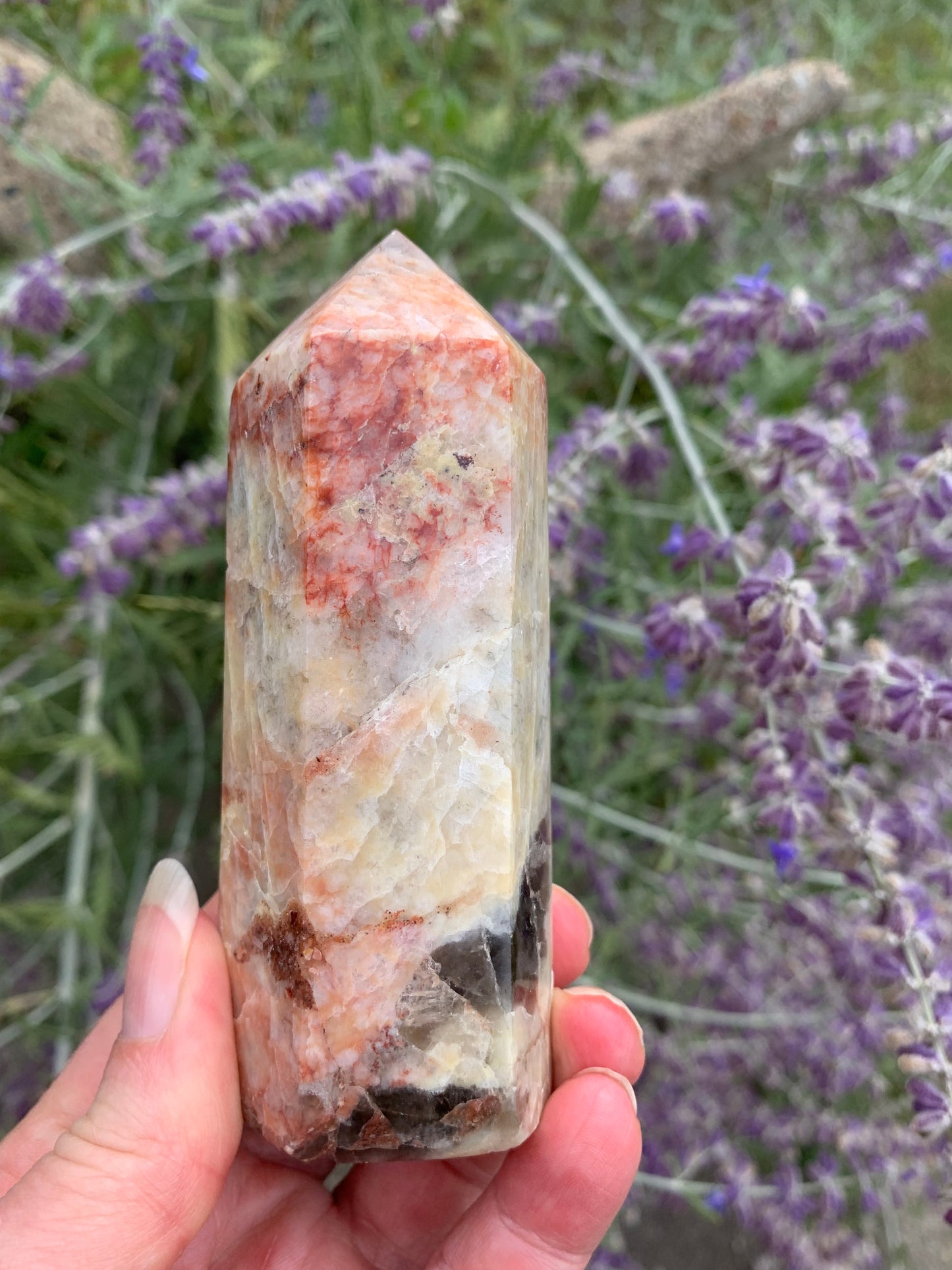 Fire Quartz -  Red Moonstone Generator with Smokey Quartz